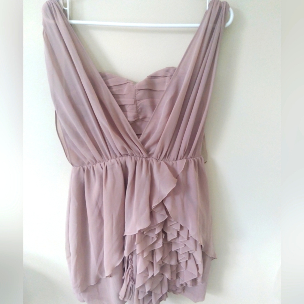 Nude colored mini dress with ruffles